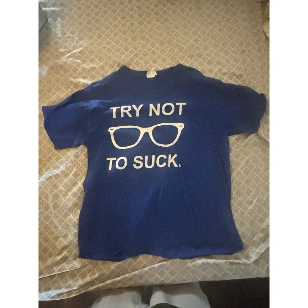 Korked Chicago Cubs Joe Maddon Try Not To Suck T-Shirt Blue Men’s XL
